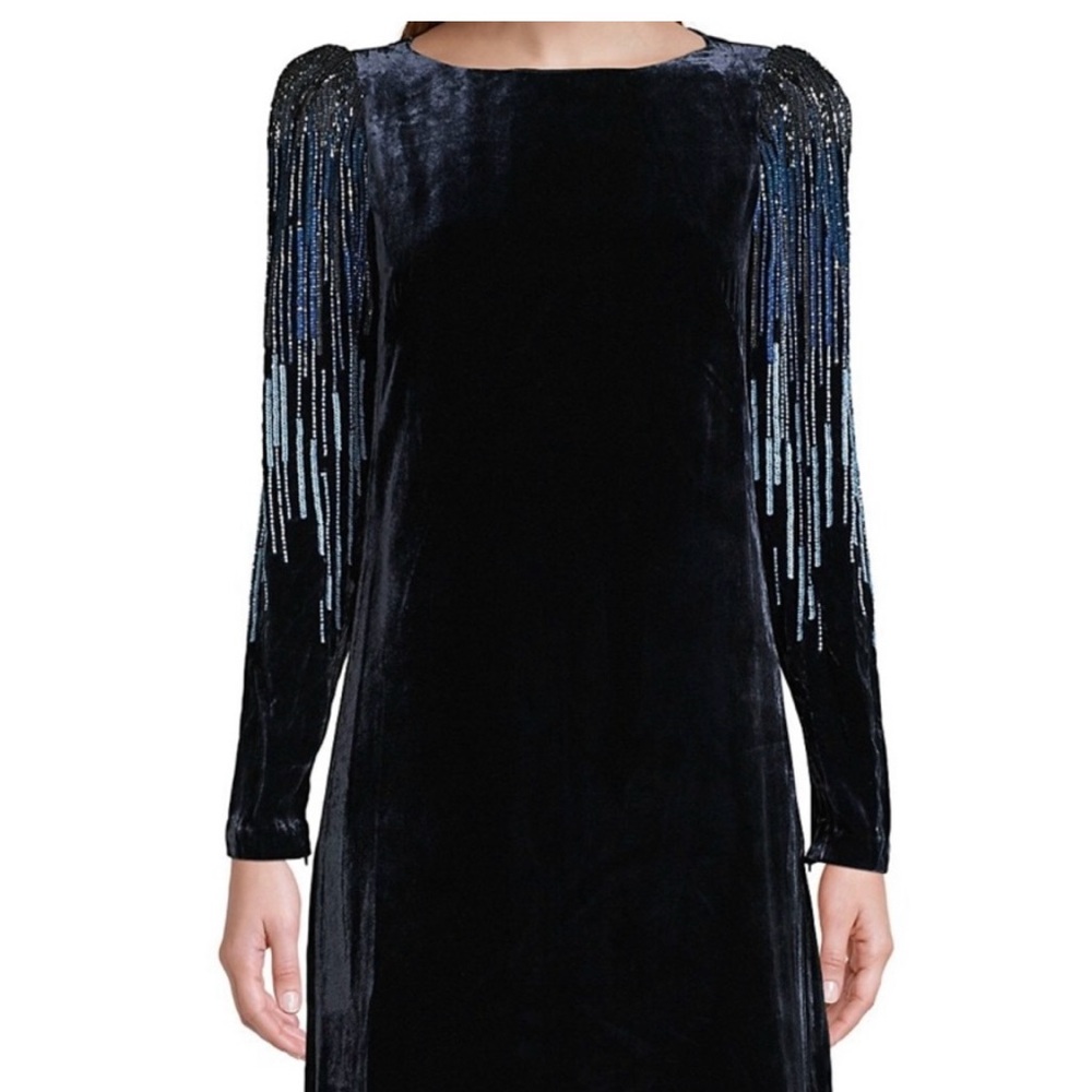 Brand New Elie Tahari Black Sheath Dress with Long Sleeves and Bateau Neckline